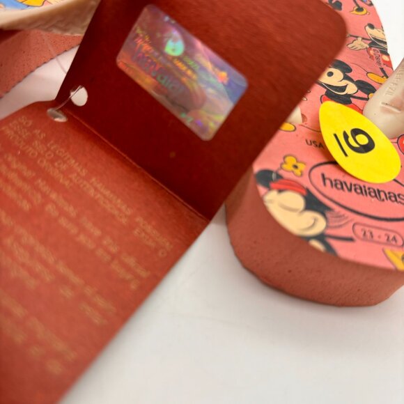 Havaianas Disney Retro Mickey & Minnie Print Toddler Flip Flops Pink Size 9C - Picture 8 of 13